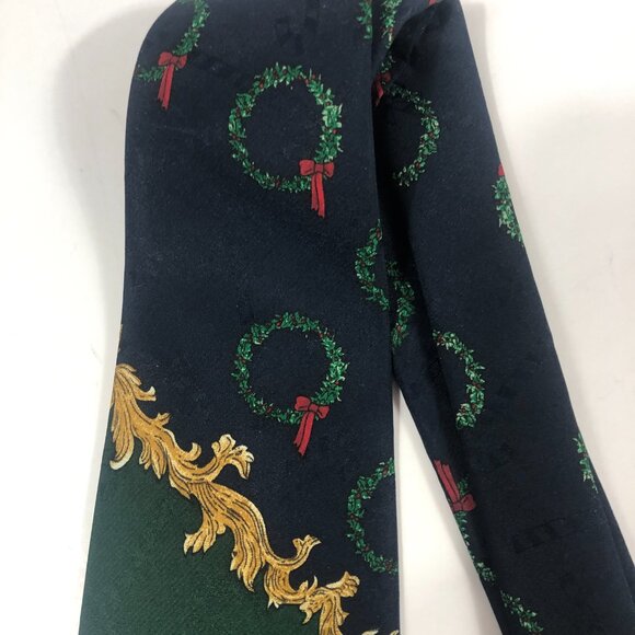 Vintage Hallmark Yule Tie Greetings Necktie Men's Santa Clause and Wreath - Picture 3 of 8